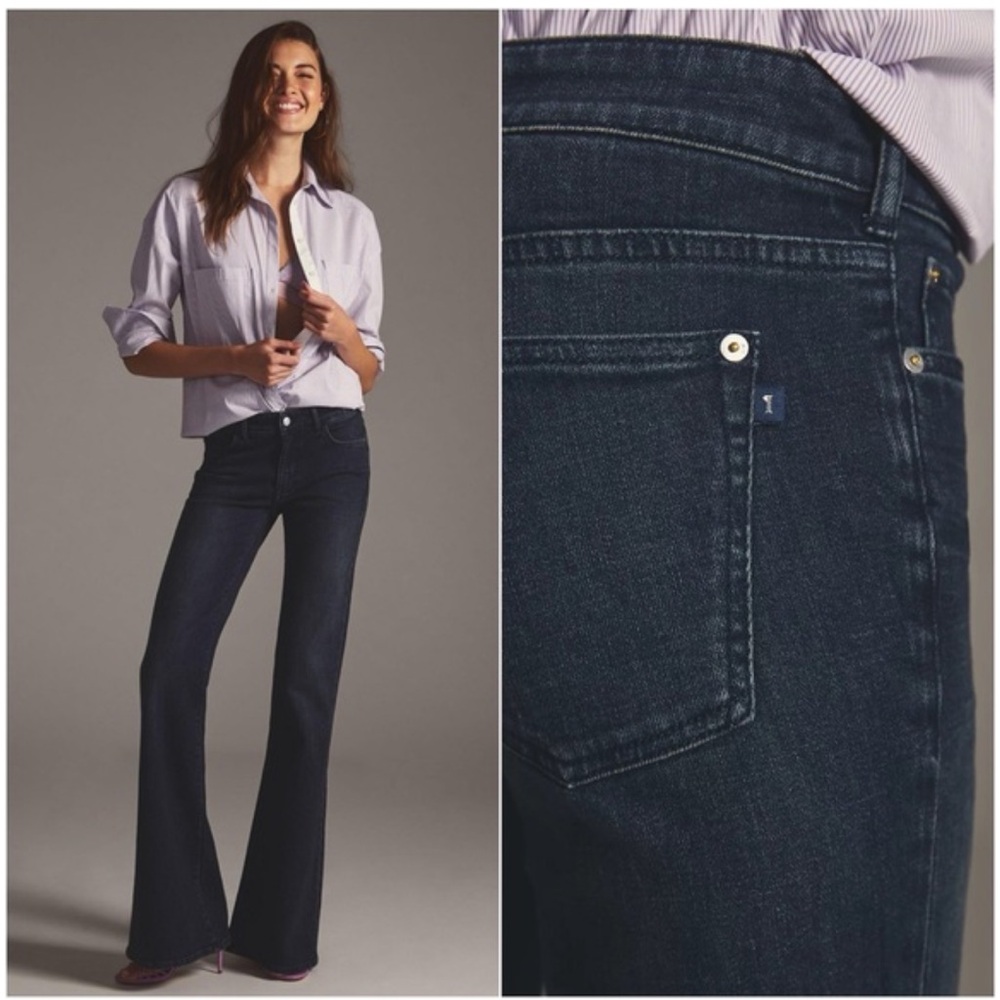 NWT 29 TALL Anthropologie Pilcro Low-Rise Flare Jeans in Dark Denim